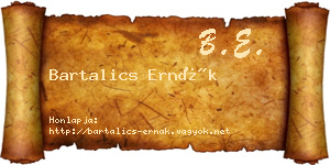 Bartalics Ernák névjegykártya